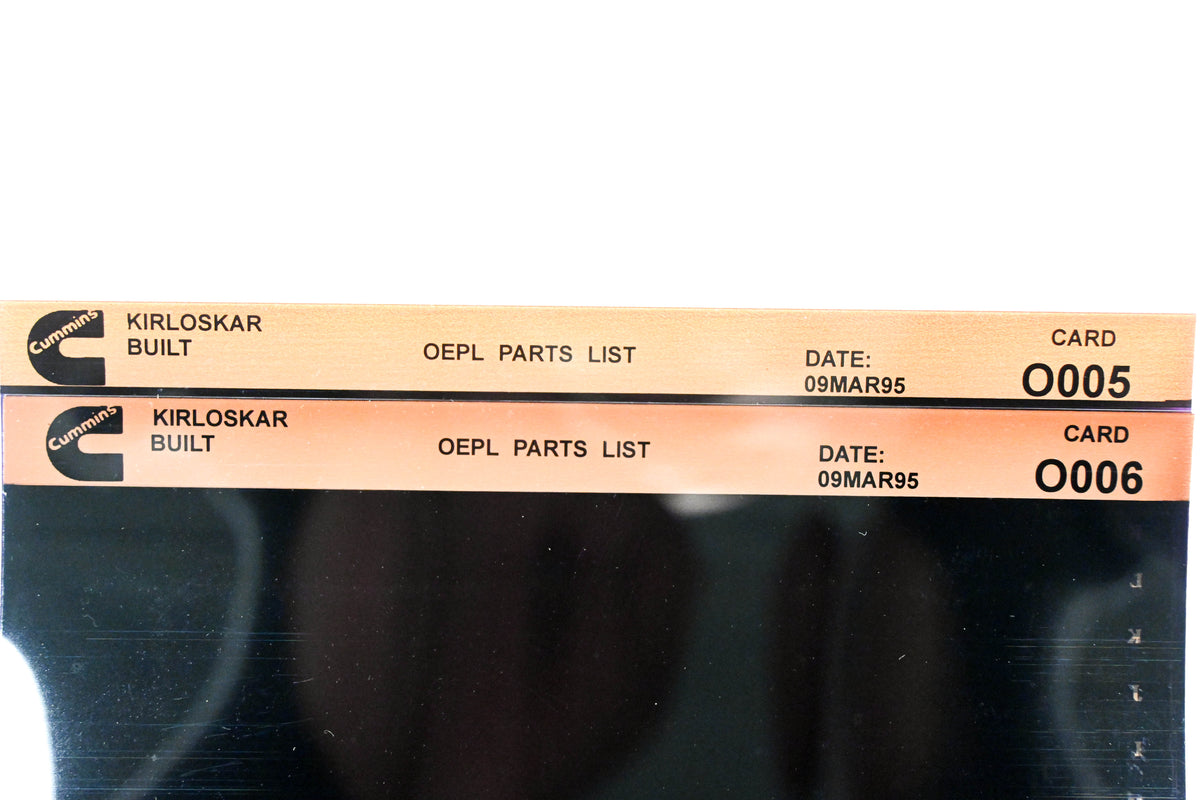 Cummins O005, O006 1995 Kirloskar OEPL Parts List & ESN Index Lot of 2 Microfiche NOS