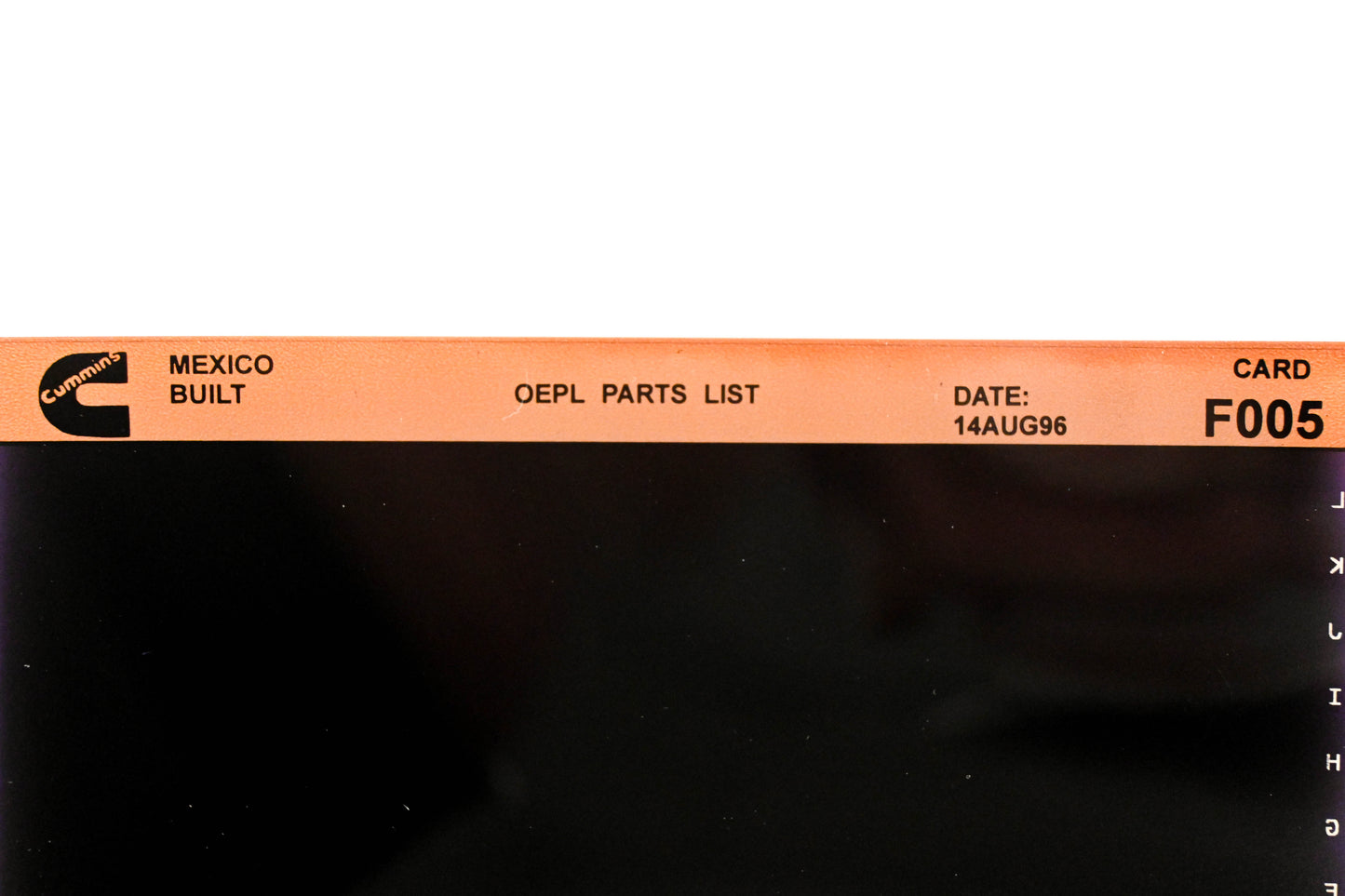Cummins F005 1996 Mexico OEPL Parts List Microfiche NOS