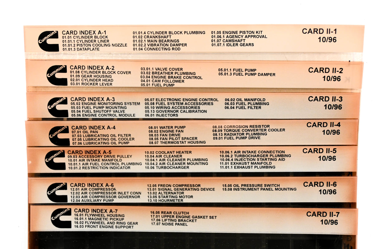 Cummins YR009-68 1996 CARD II Index A #1 -7 Lot Of 7 Microfiche NOS