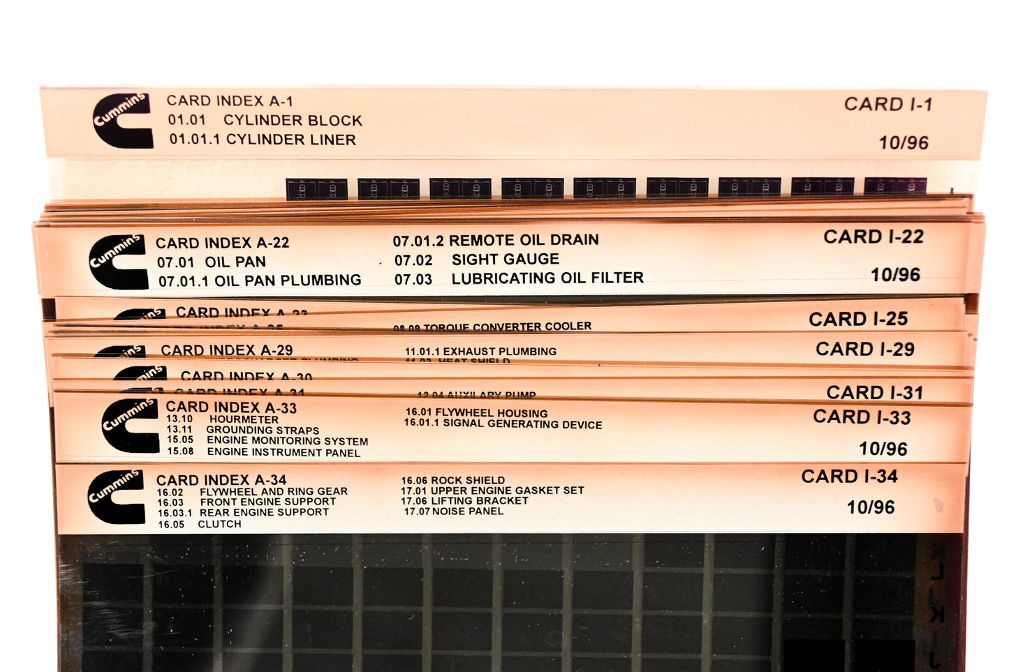 Cummins YR009-71 1996 CARD I Index A #1 - 34 Microfiche Lot NOS