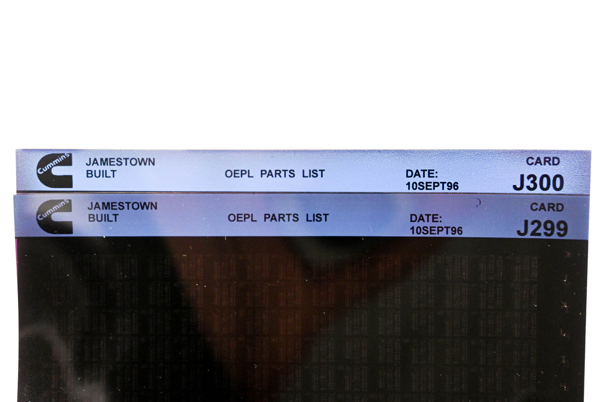 Cummins J299, J300 1996 Jamestown OEPL Parts List Lot of 2 Microfiche NOS