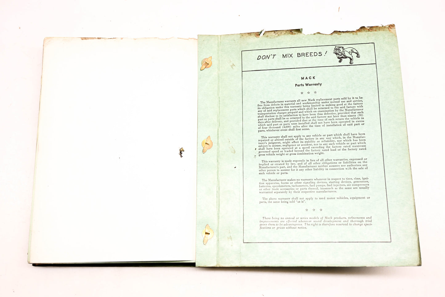 Mack 2337 1955 Model B-43S Parts List Manual