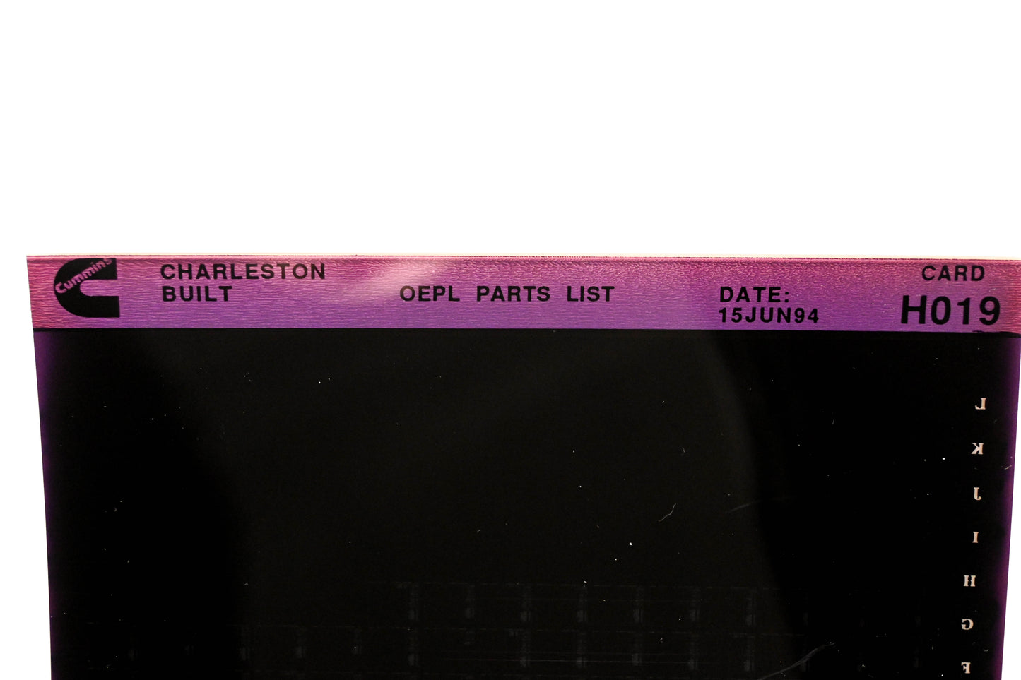 Cummins H019 1994 Charleston OEPL Parts List Microfiche NOS