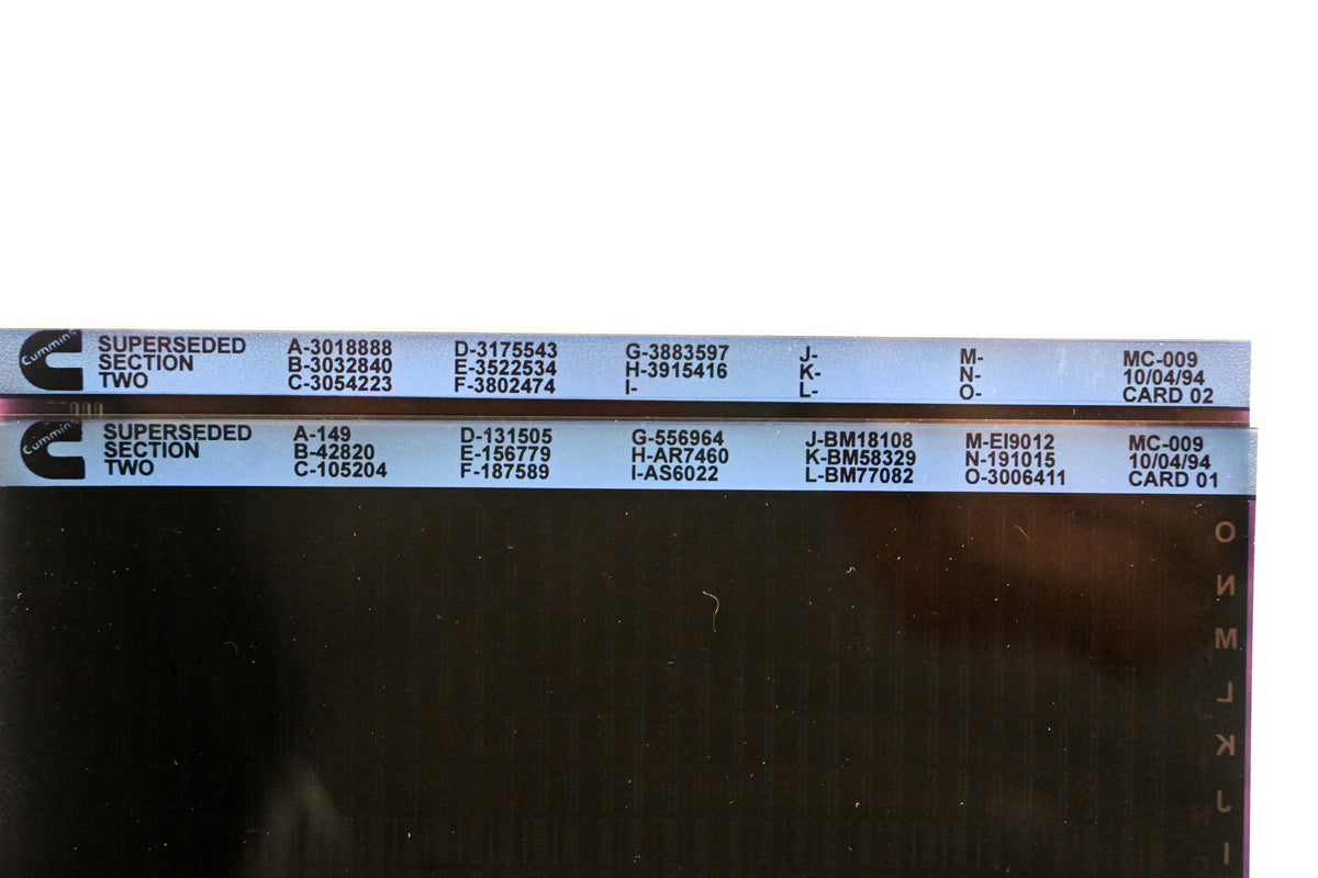 Cummins XY019-116 1997 MC-008 Superseded Section Two Lot of 2 Microfiche NOS