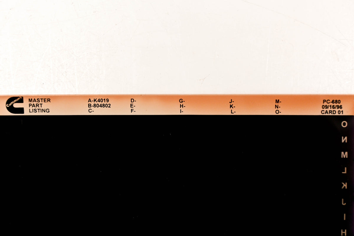 Cummins XM011-79 1996 PC-680 Master Parts Listing Microfiche NOS