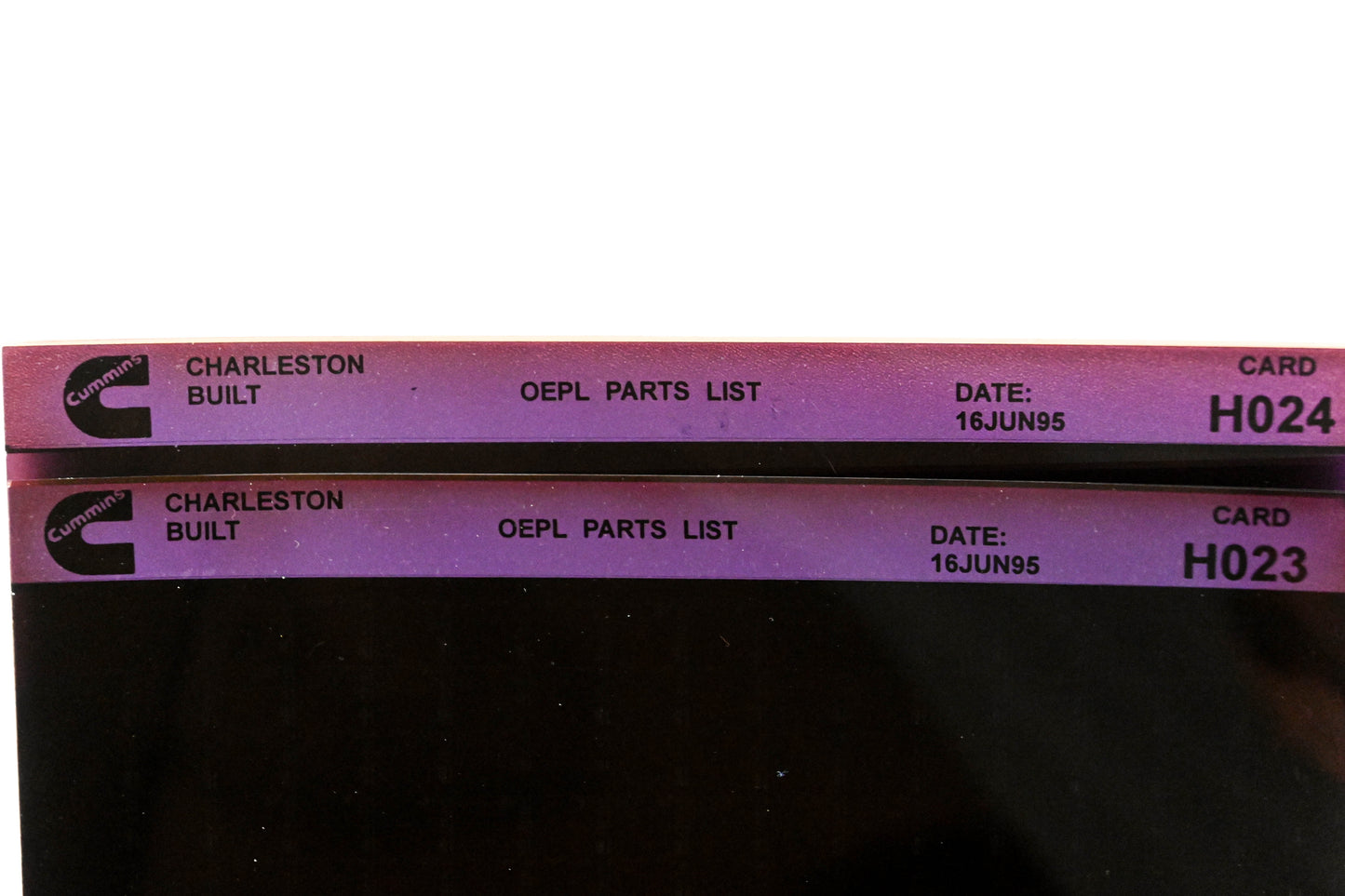 Cummins H023, H024 1995 Charleston OEPL Parts List & ESN Index Lot of 2 Microfiche NOS