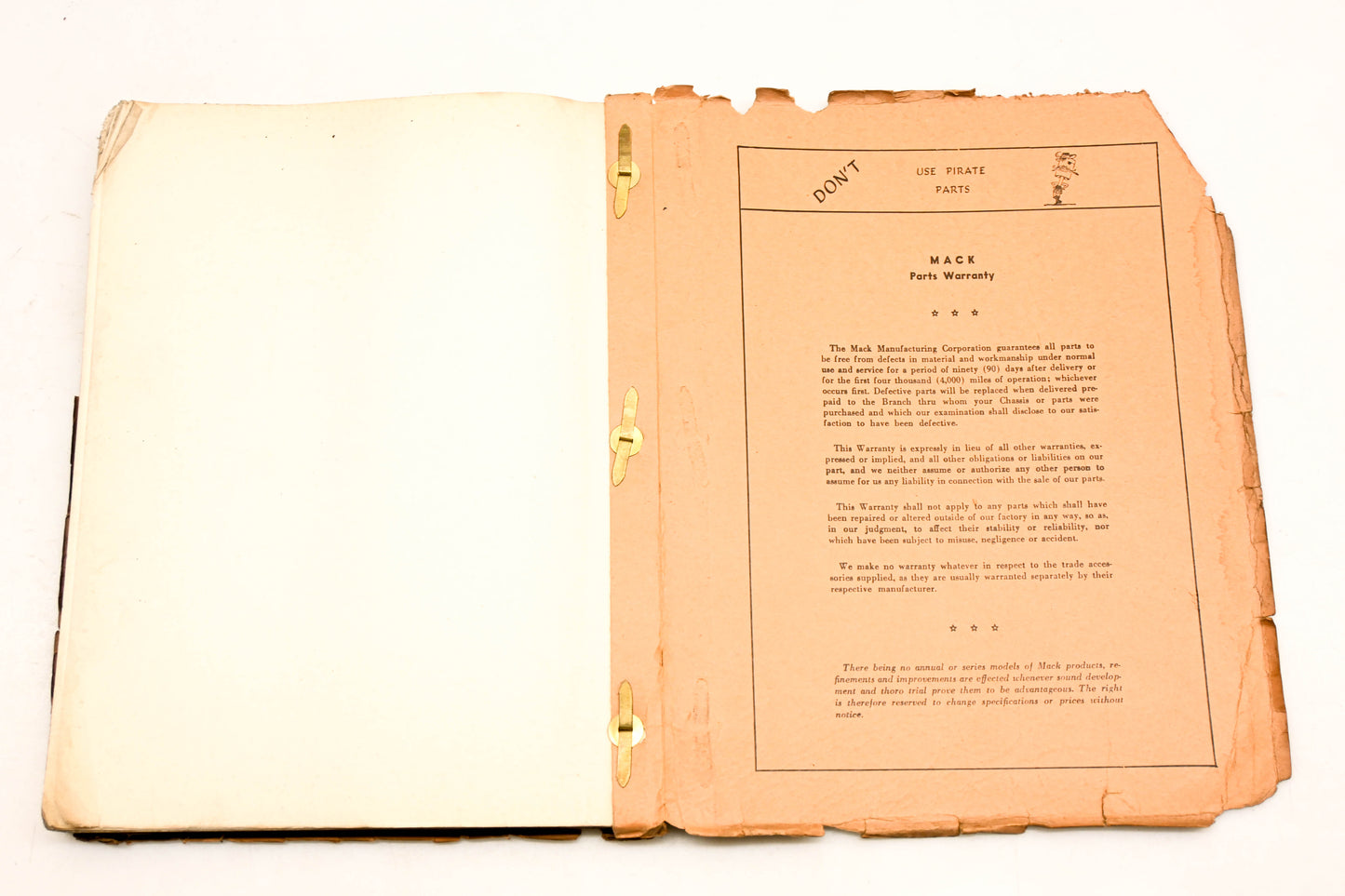 Mack 1534 1947 Model EG/EGT/EGX -EN330 Parts List Manual