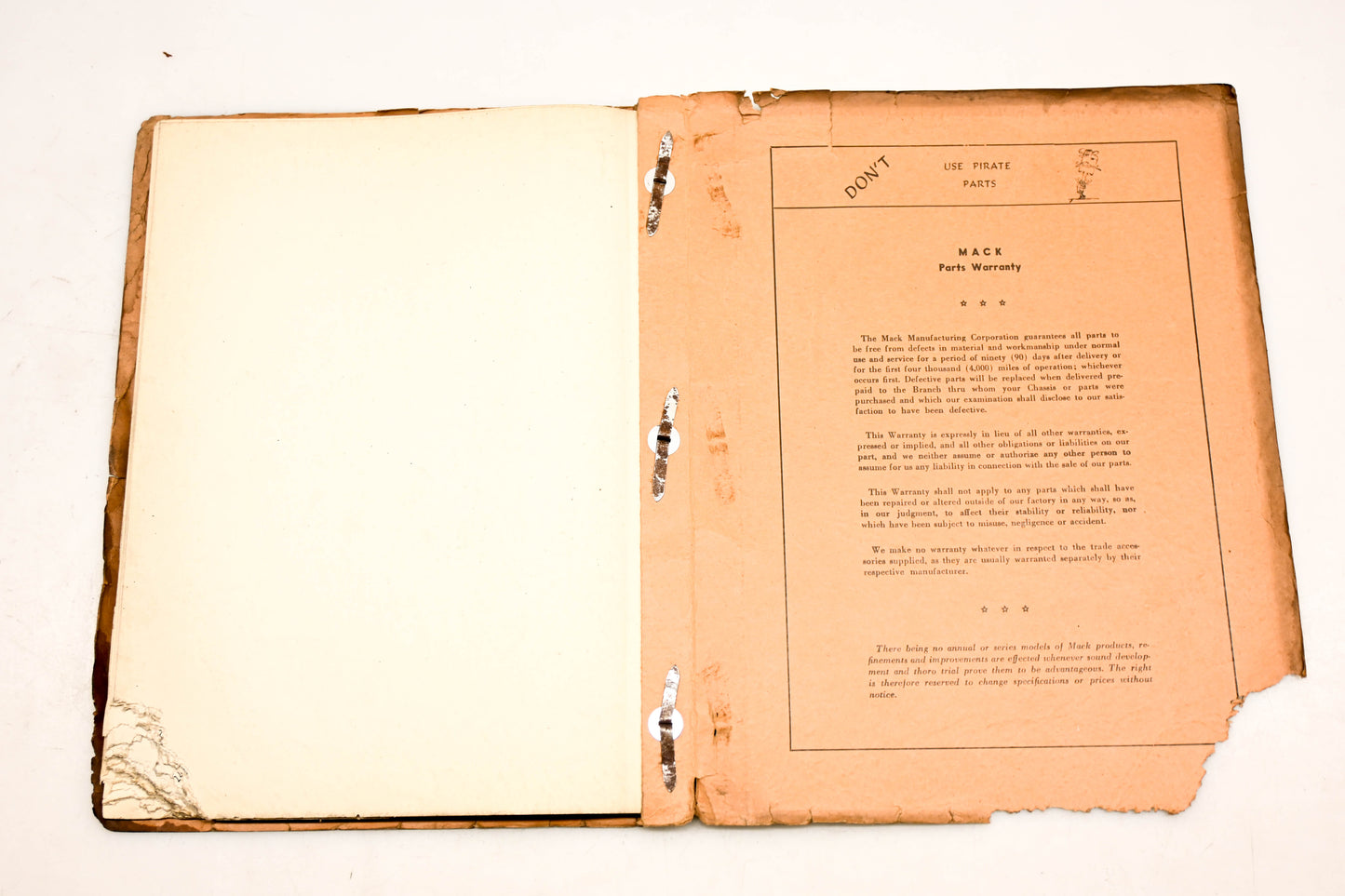 Mack 1524 1946 Model LFT - EN510 Parts List Manual