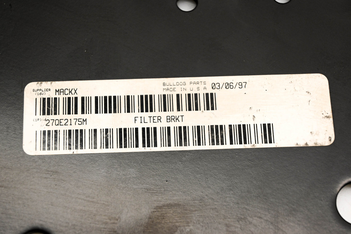 Mack 27QE2175M Filter Bracket NOS