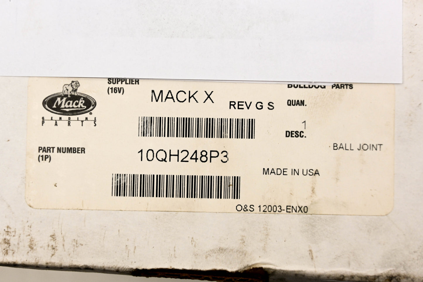 Mack 10QH248P3 Tie Rod Ball Joint Assembly NOS