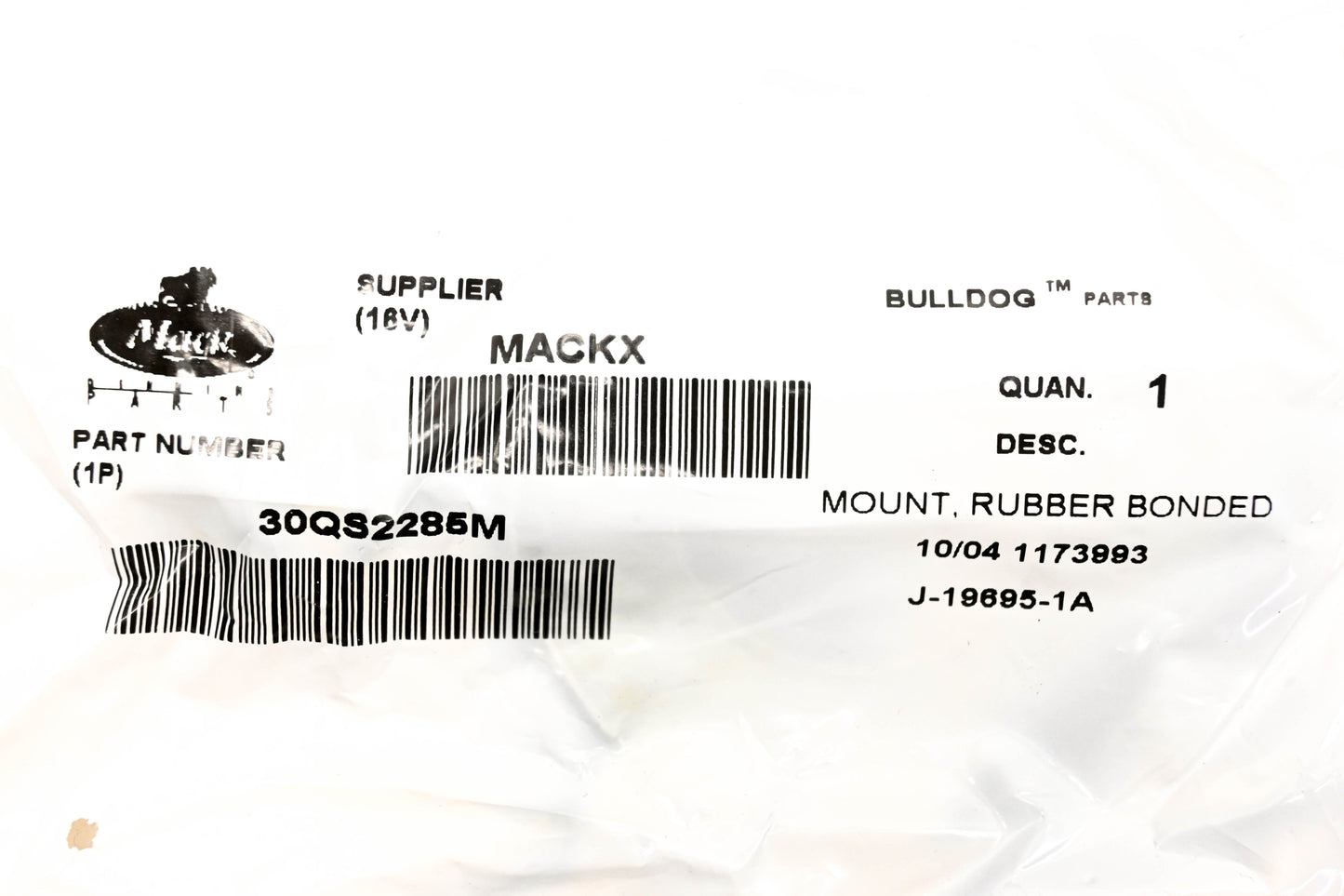 Mack 30QS2285M, 25161261 Rubber Bonded Mount Isolator NOS