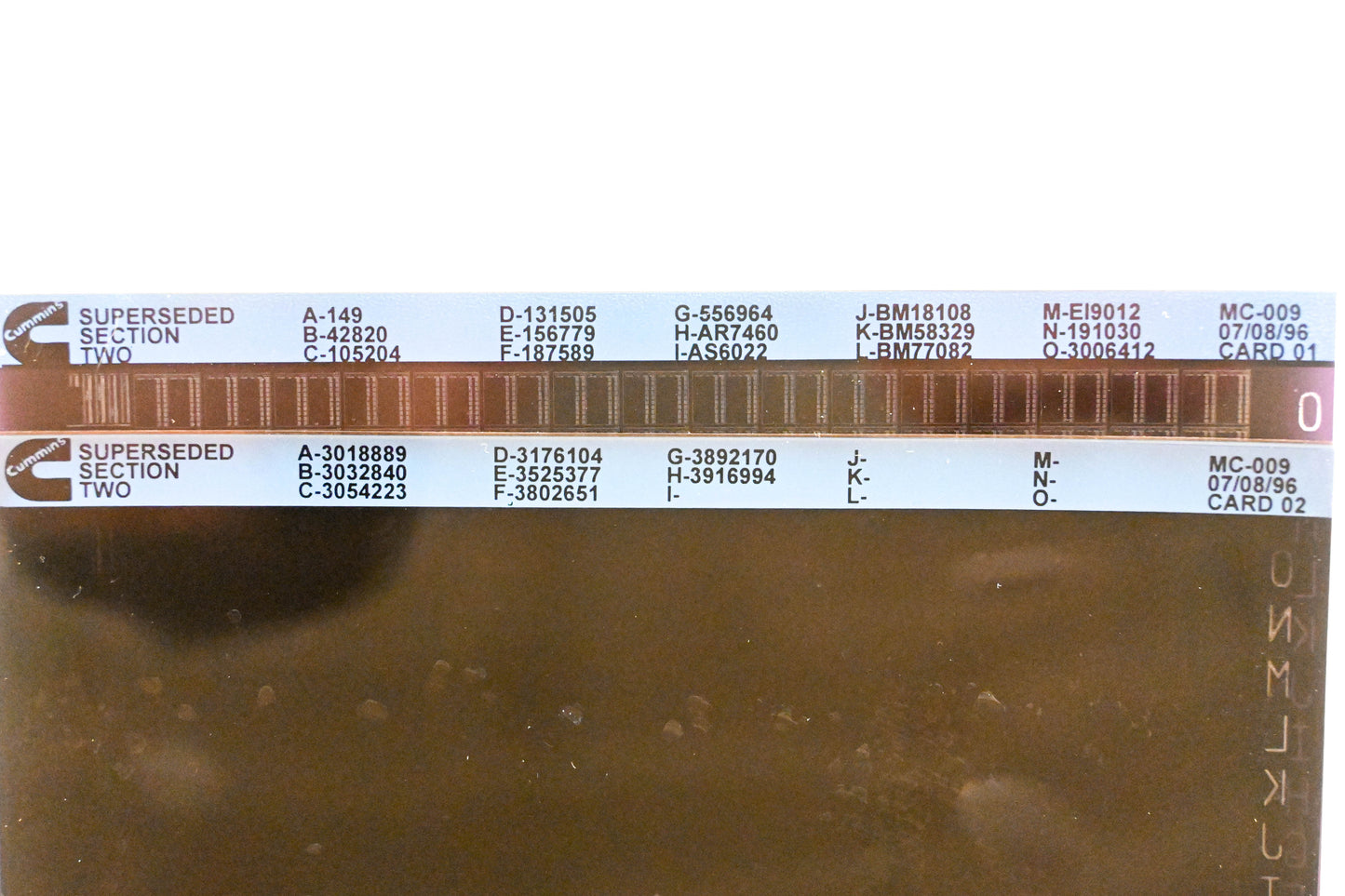 Cummins WZ019-134 1996 MC-009 Superseded Section Two Microfiches NOS