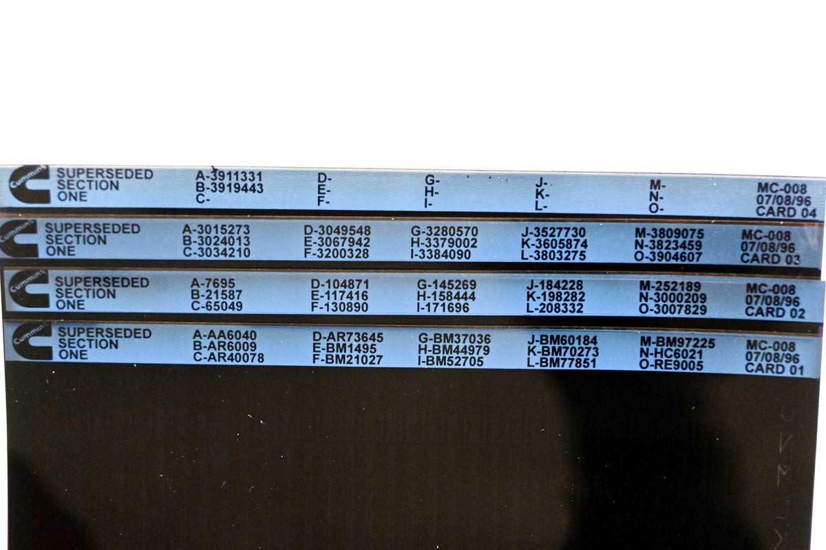 Cummins WZ019-136 1996 MC-008 Superseded Section Two Lot Of 4 Microfiche NOS