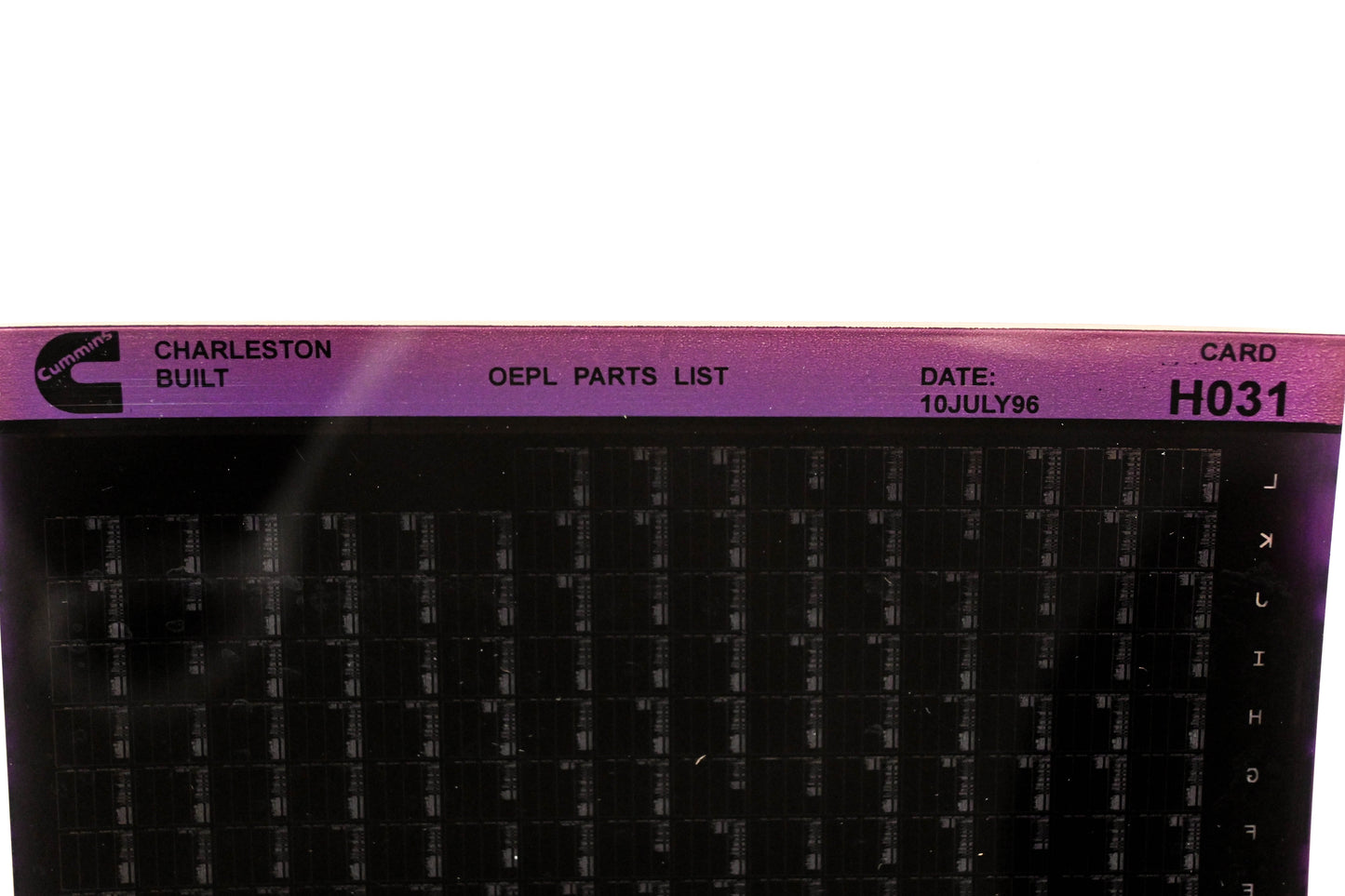 Cummins H031 1996 Charleston OEPL Parts List Microfiche NOS