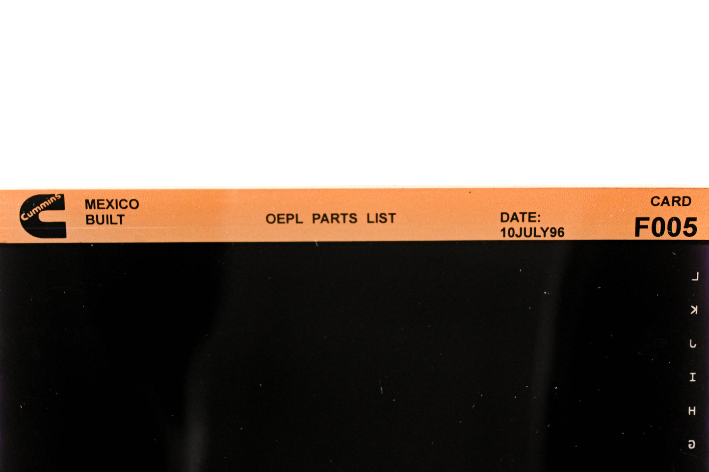 Cummins F005 1996 Mexico OEPL Parts List Microfiche NOS