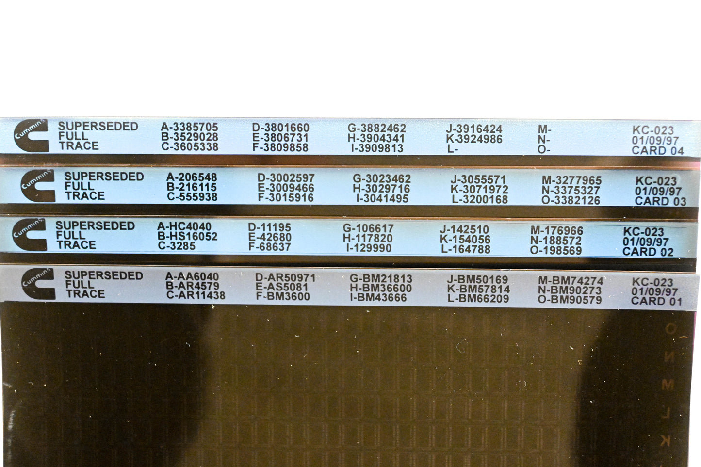 Cummins XM011-171 1997 KC-023 Superseded Full Trace Lot Of 4 Microfiche NOS