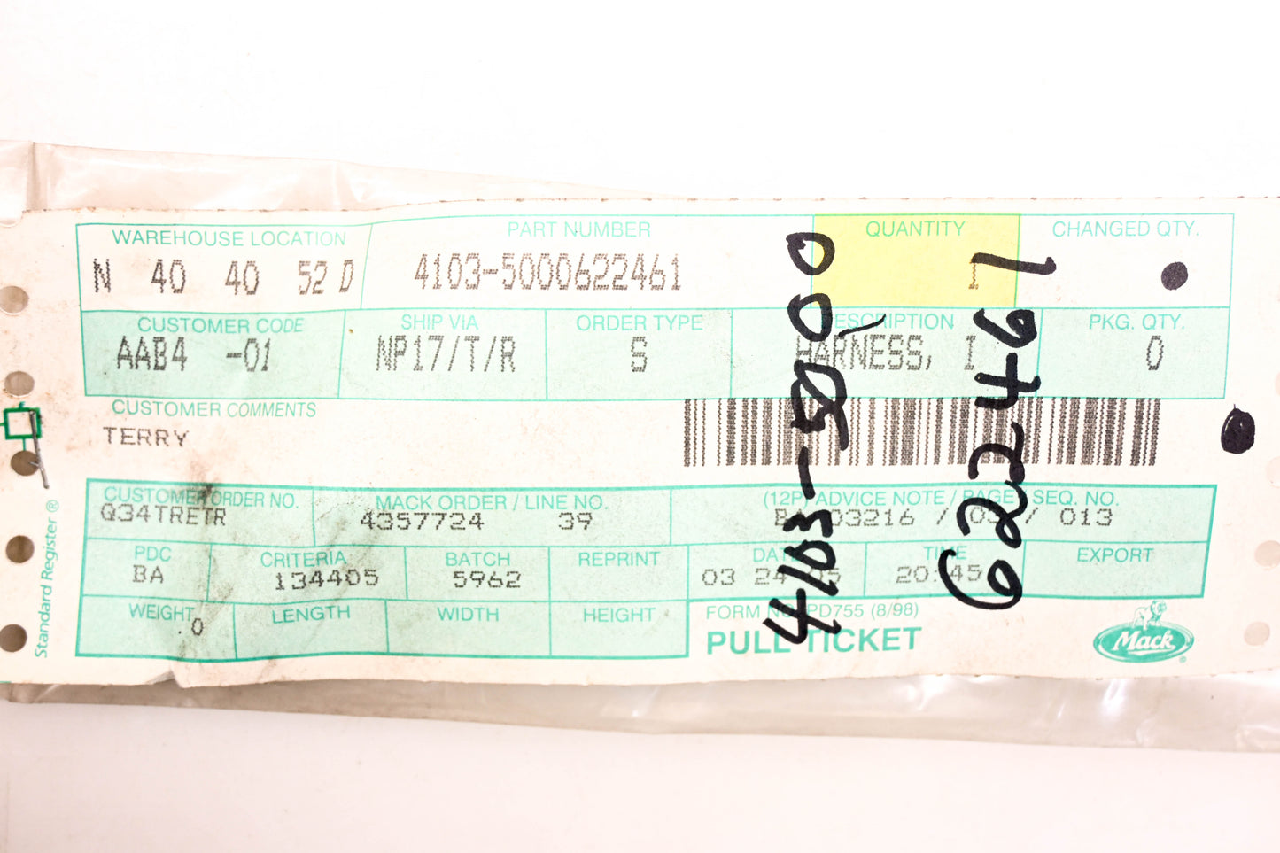 Mack 4103-5000622461 Harness NOS