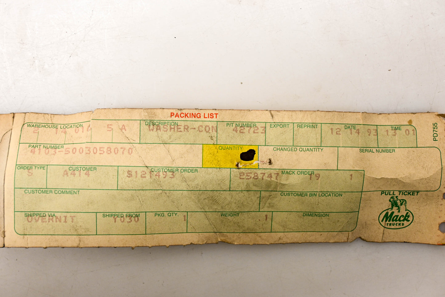 Mack 4103-5003058070, 5003058070 Conical Washer NOS