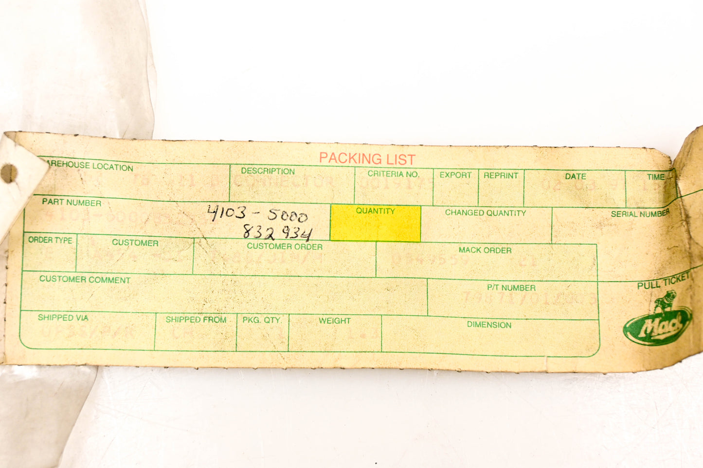 Mack 4103-5000832934 Connector NOS