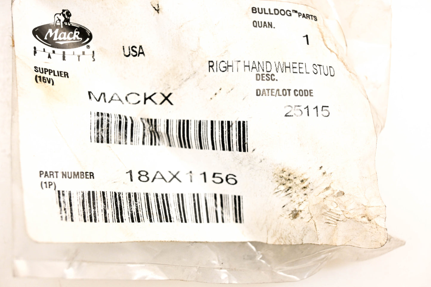 Mack 18AX1156 Righthand Wheel Stud NOS