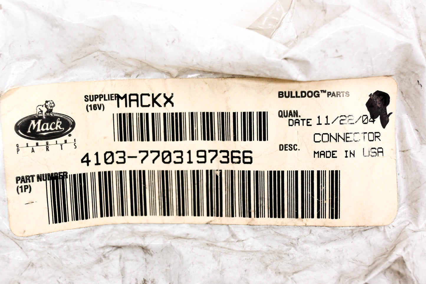 Mack 4103-7703197366, 7703197366 Connector NOS