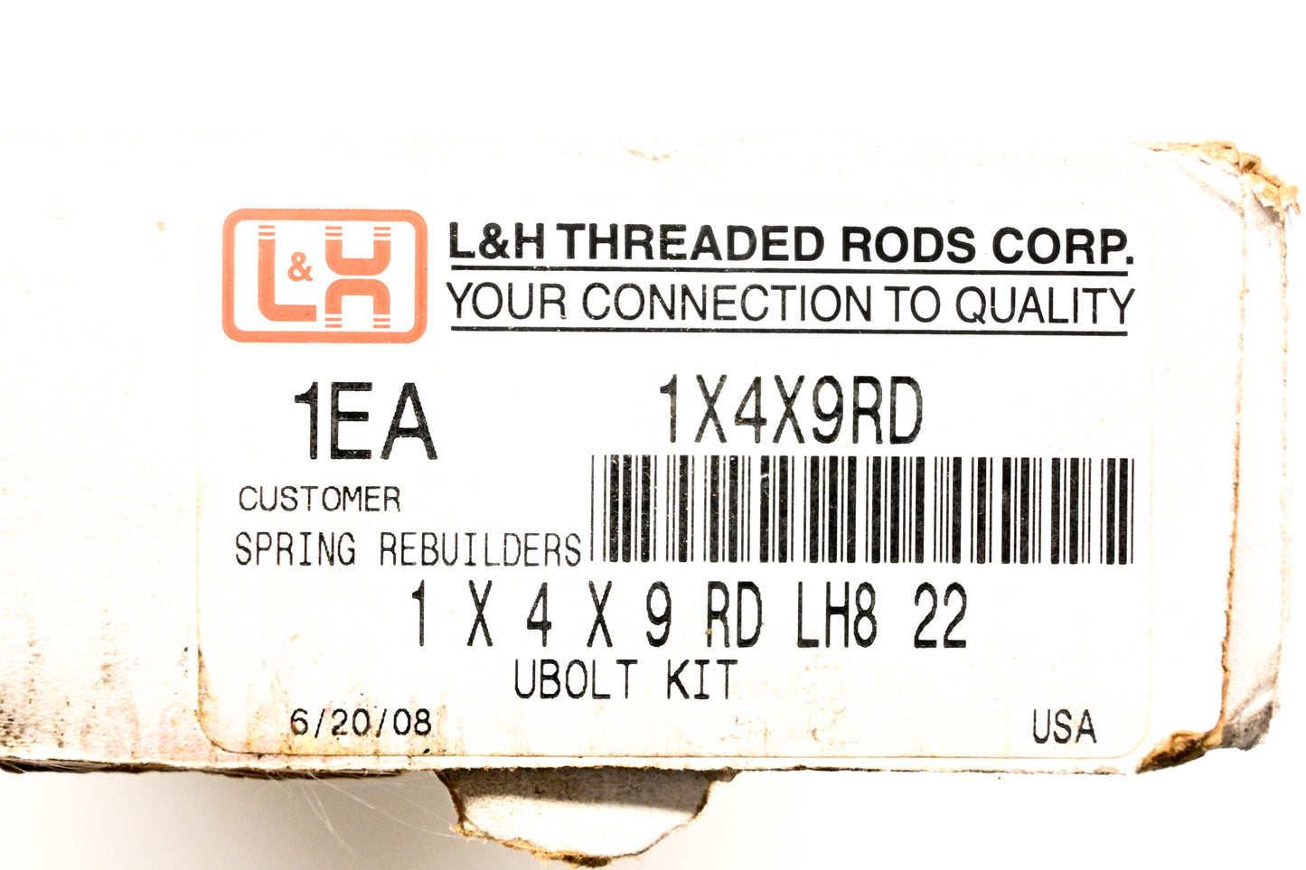 L&H 1X4X9RD U Bolt Kit NOS