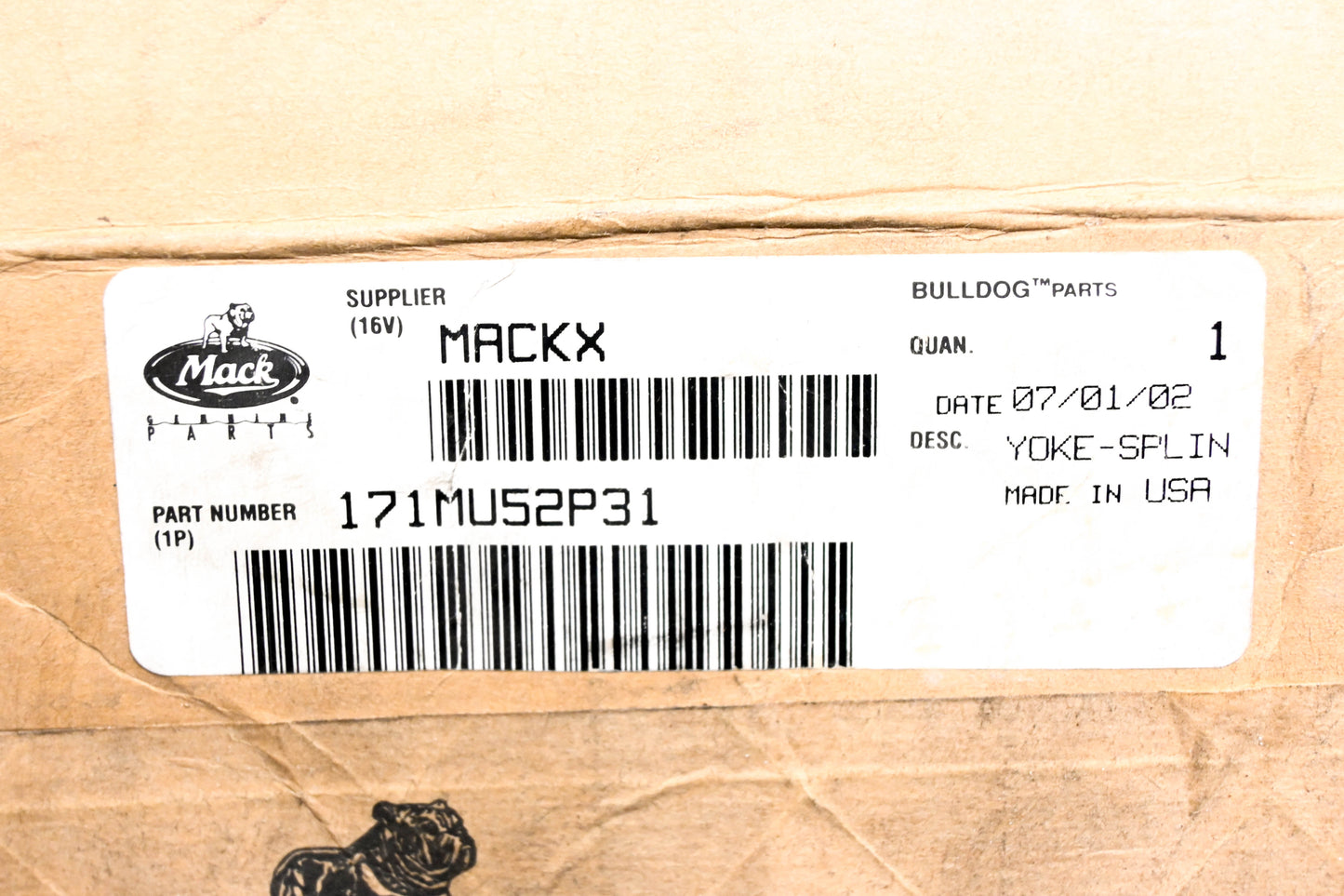 Mack 171MU52P31, 6-4-58841, M200205250024 Spicer Split End Yoke NOS
