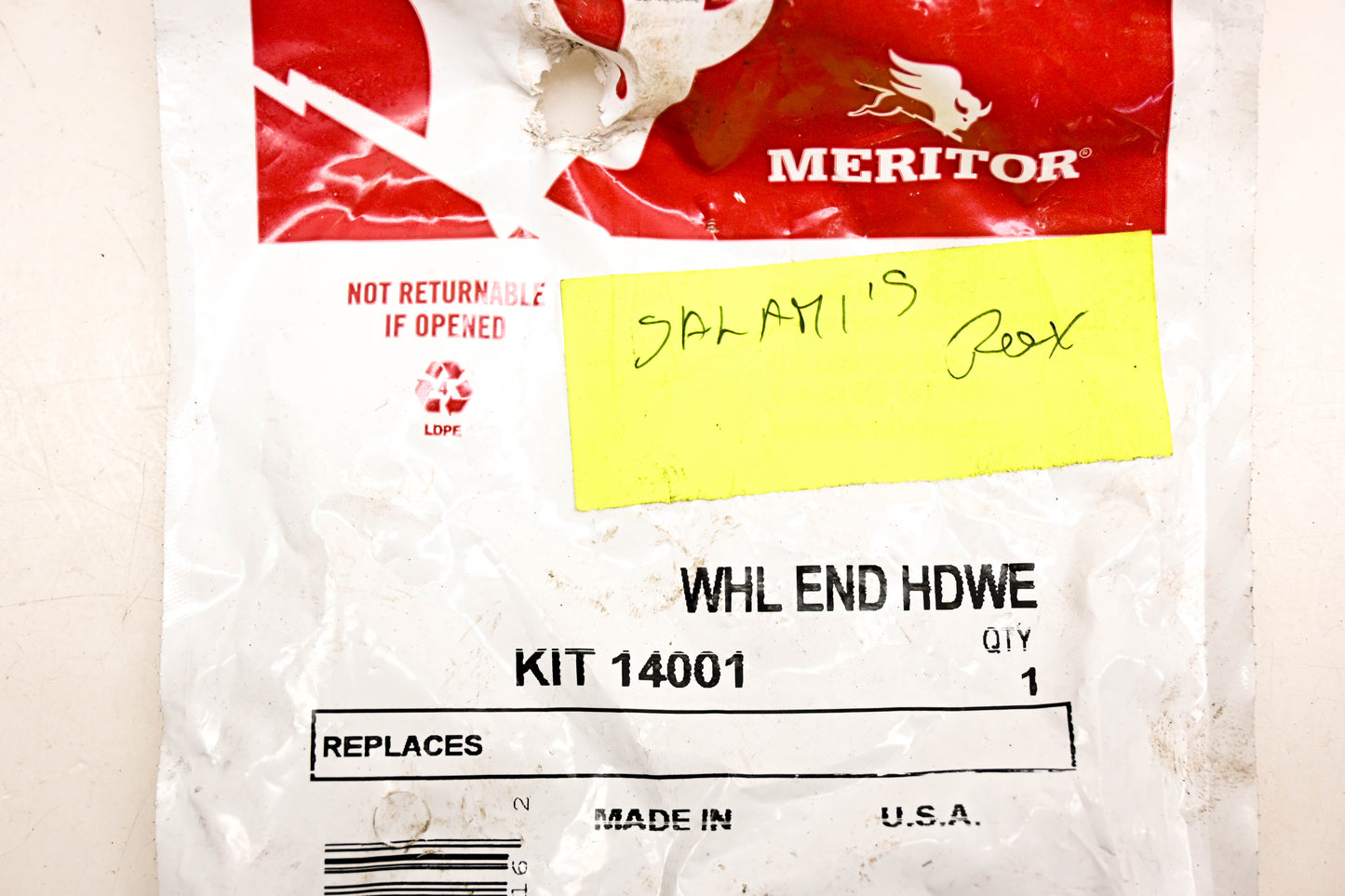 Meritor KIT14001 Wheel End Hardware Kit NOS