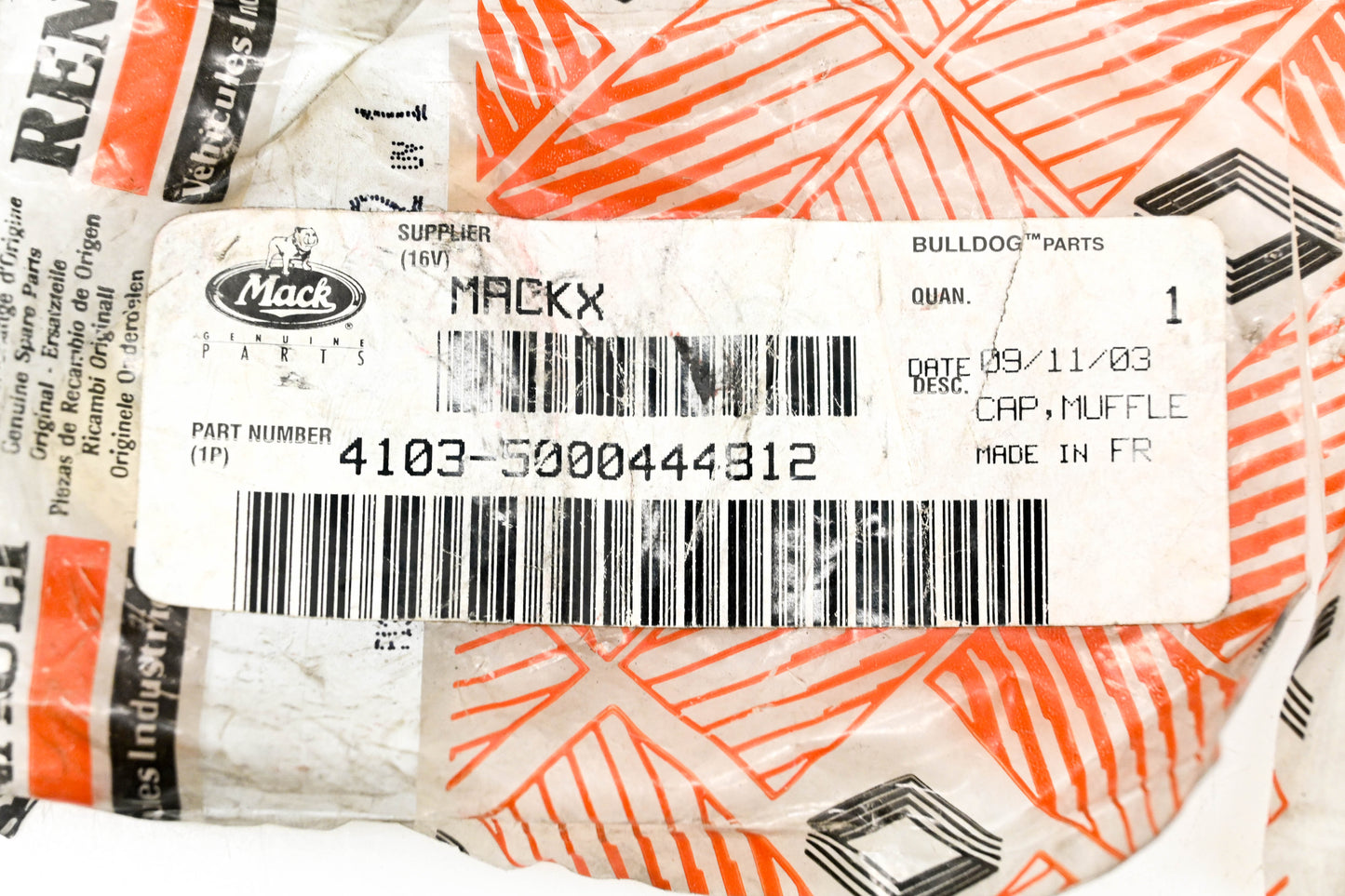 Mack 4103-5000444812, 5000444812 Renault Muffler Cap NOS