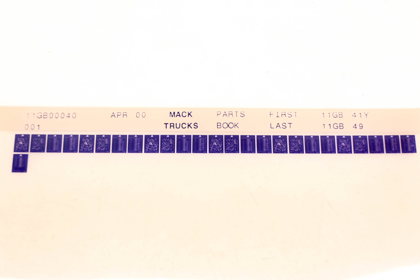 Mack 11GB00040 11GB100Y - 11GB49 Parts Microfiche NOS