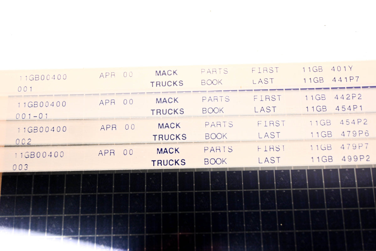 Mack 11GB00400 11GB401Y - 11GB441P7 Parts Microfiche Lot of 4 NOS