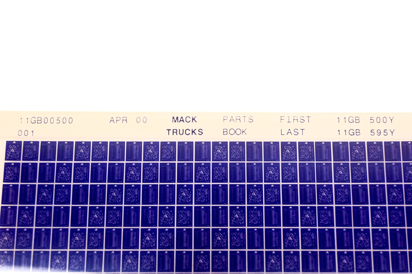 Mack 11GB00500 11GB500Y - 11GB595Y Parts Microfiche NOS