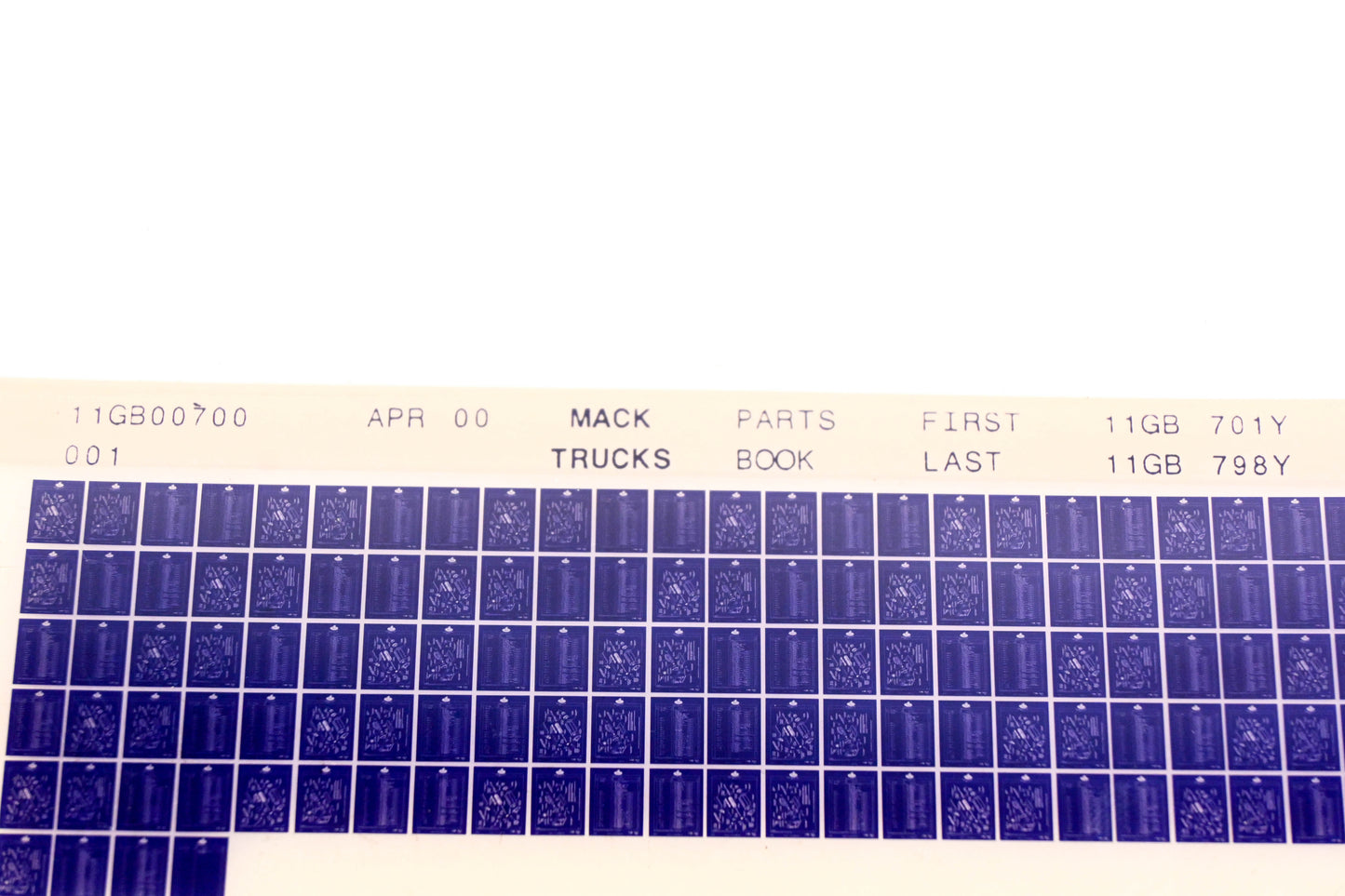 Mack 11GB00700 11GB701Y - 11GB798Y {Parts Microfiche NOS