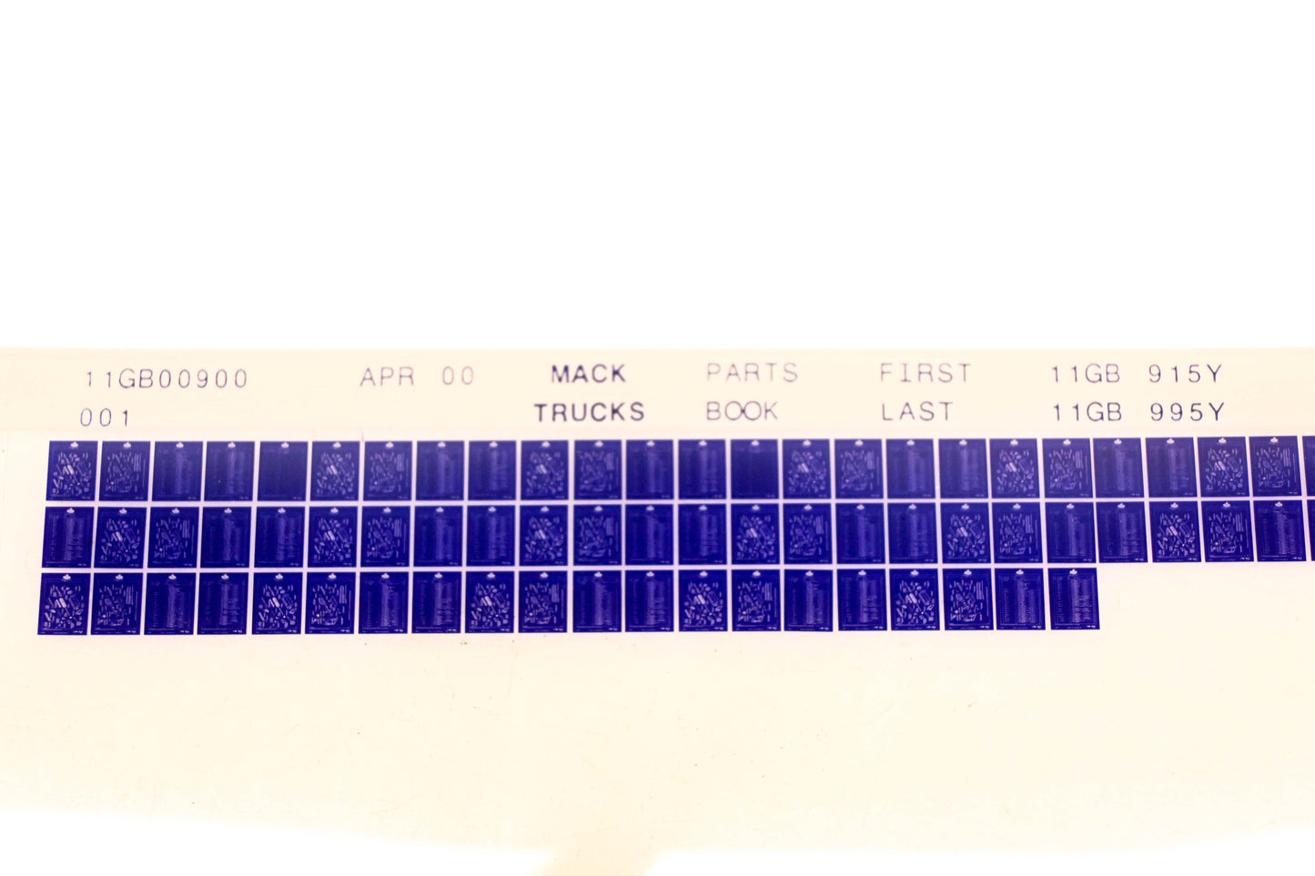 Mack 11GB00900 11GB915Y - 11GB995Y Parts Microfiche NOS