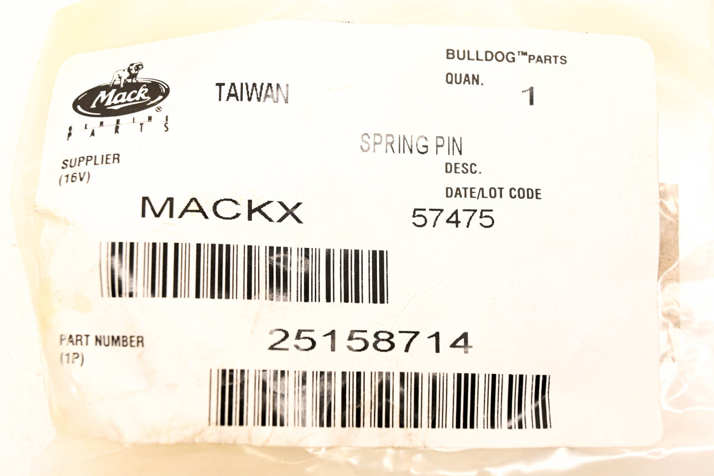 Mack 25158714 Spring Pin NOS