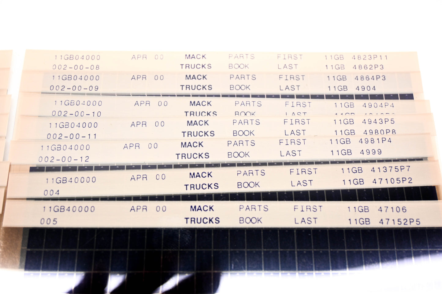 Mack 11GB04000 11GB4166 - 11GB4999 Parts Microfiche Lot of 15 NOS