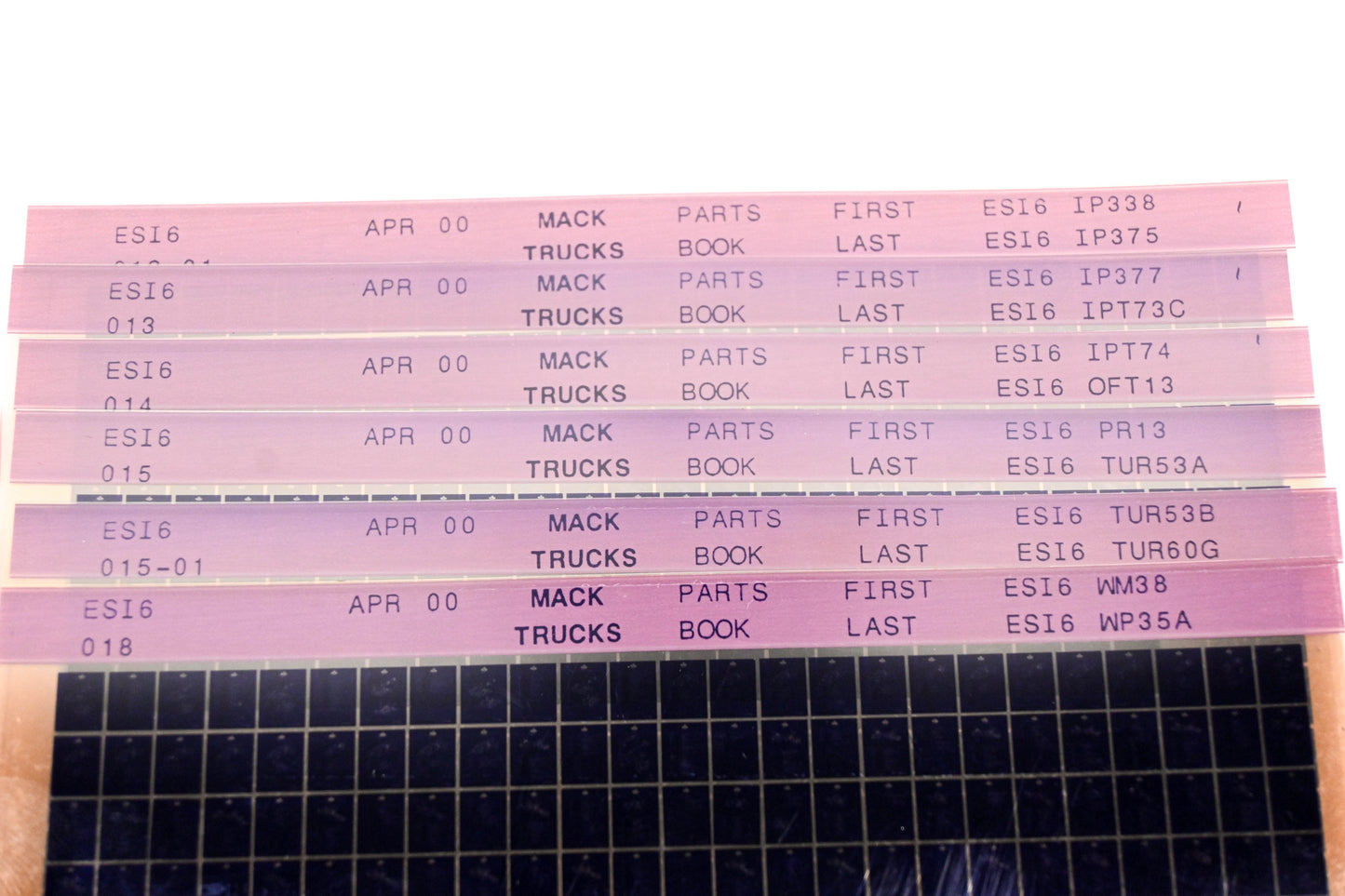 Mack ES16 ES16CB207B - ES16WP35A Parts Microfiche Lot of 12 NOS