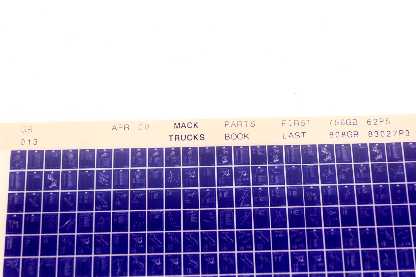 Mack GB013 756GB62P5 - 808GB83027P3 Parts Microfiche NOS