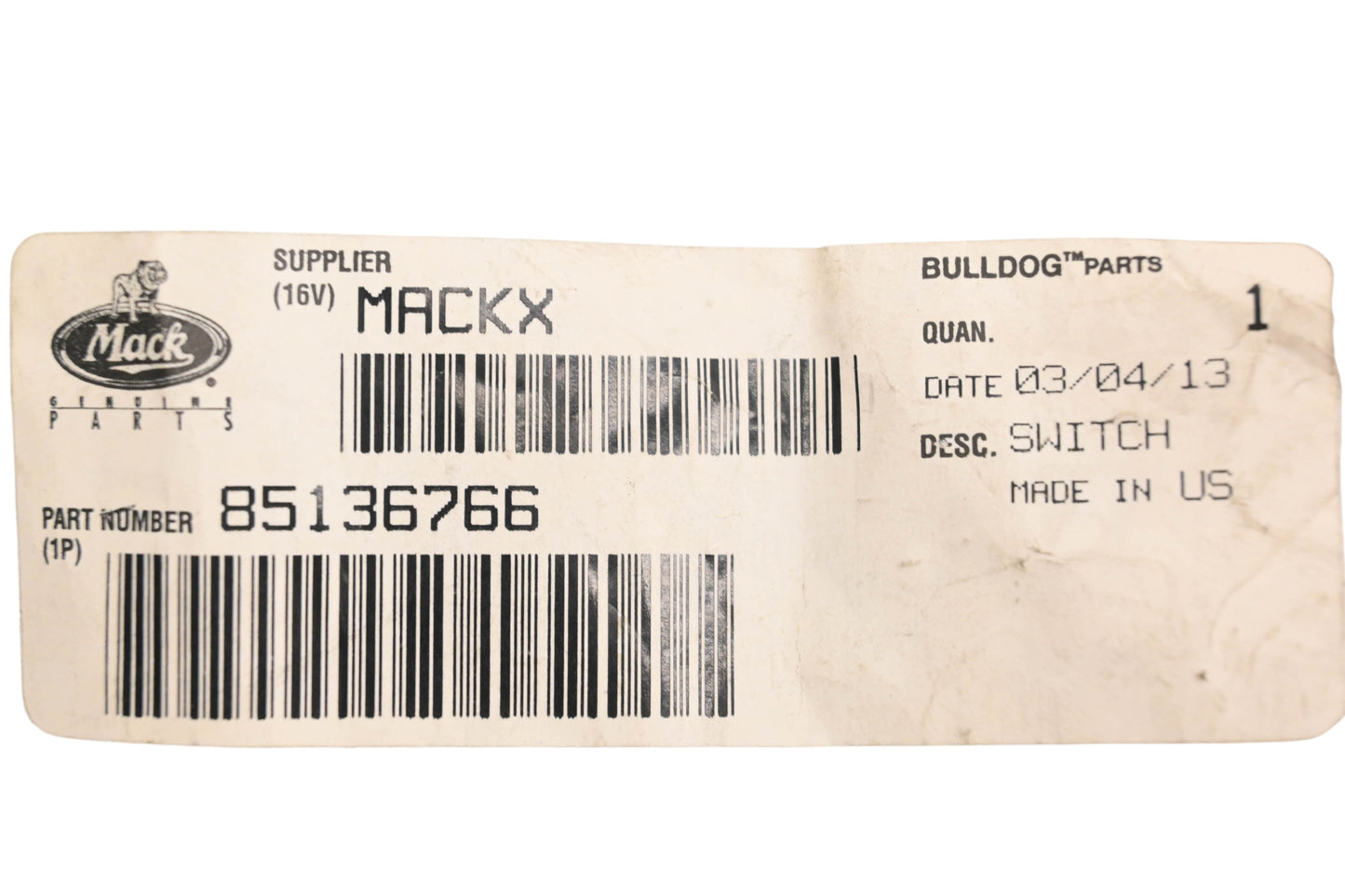 Mack 85136766 Switch NOS