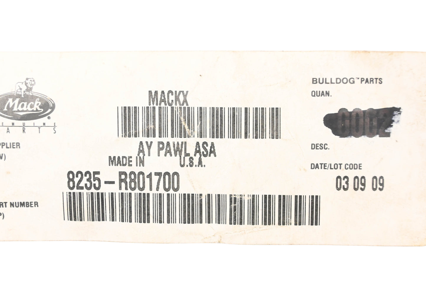 Mack 8235-R801700 Meritor Automatic Slack Adjuster Pawl Assembly NOS