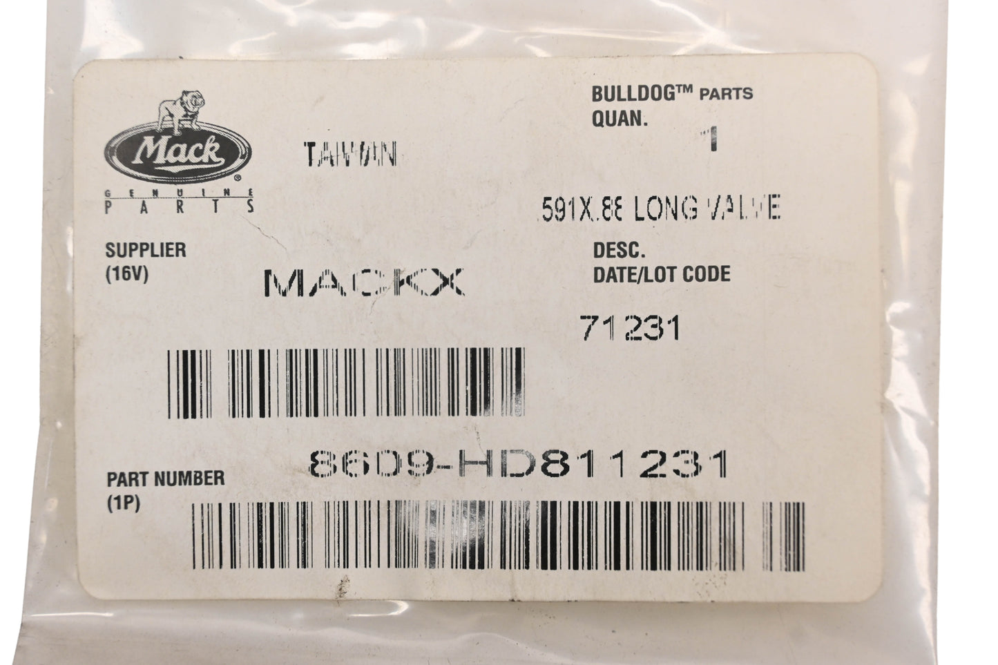 Mack 8609-HD811231 .591 x .88 Long Valve NOS