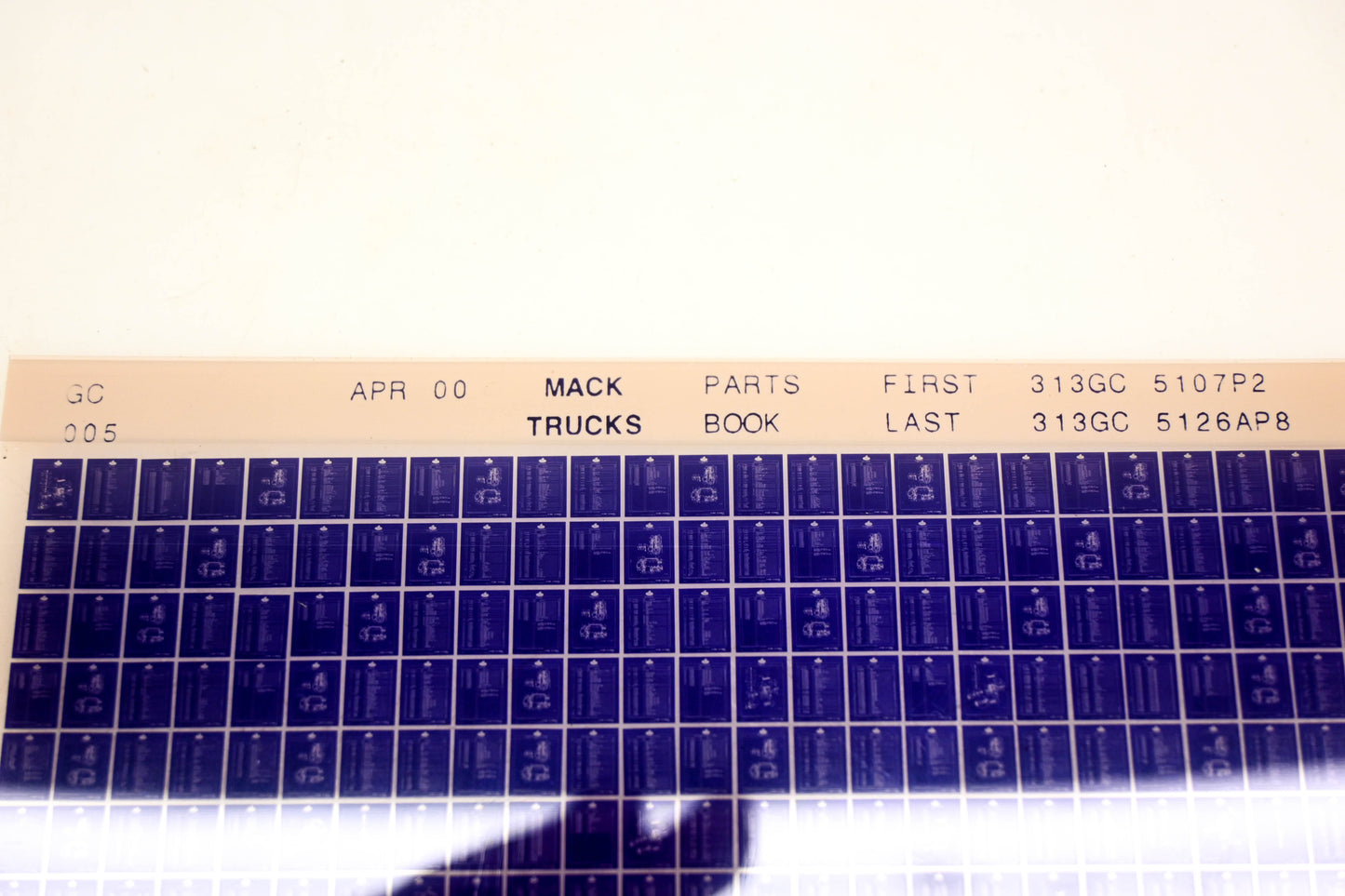 Mack GC005 313GC5107P2 - 313GC5126AP8 Parts Microfiche NOS