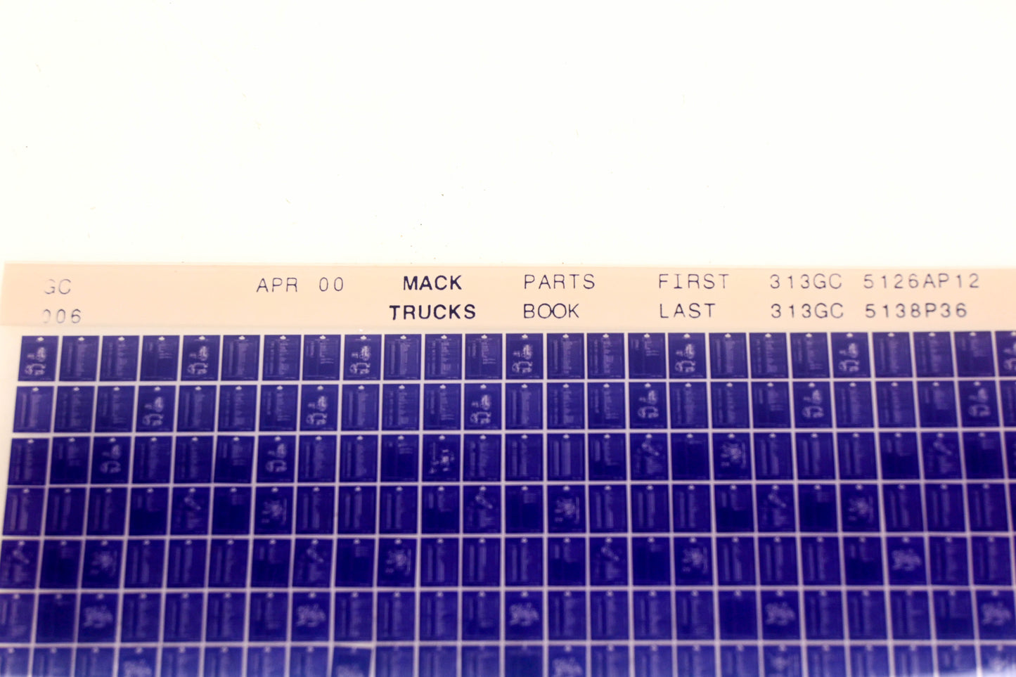 Mack GC006 313GC5126AP12 - 313GC5138P36 Parts Microfiche NOS