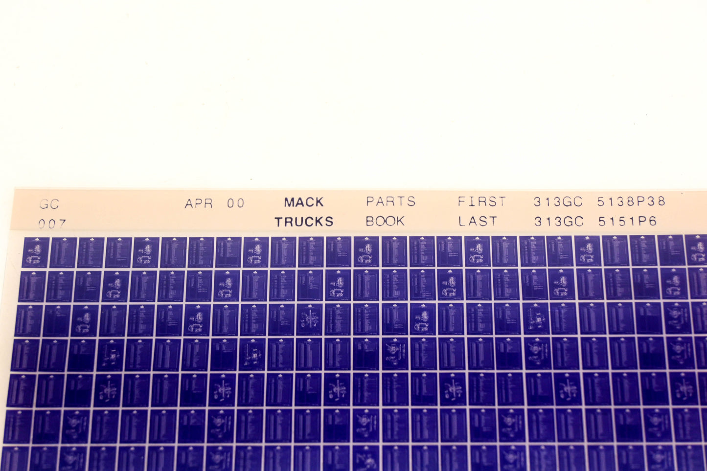 Mack GC007 313GC5138P38 - 313GC5151P6 Parts Microfiche NOS