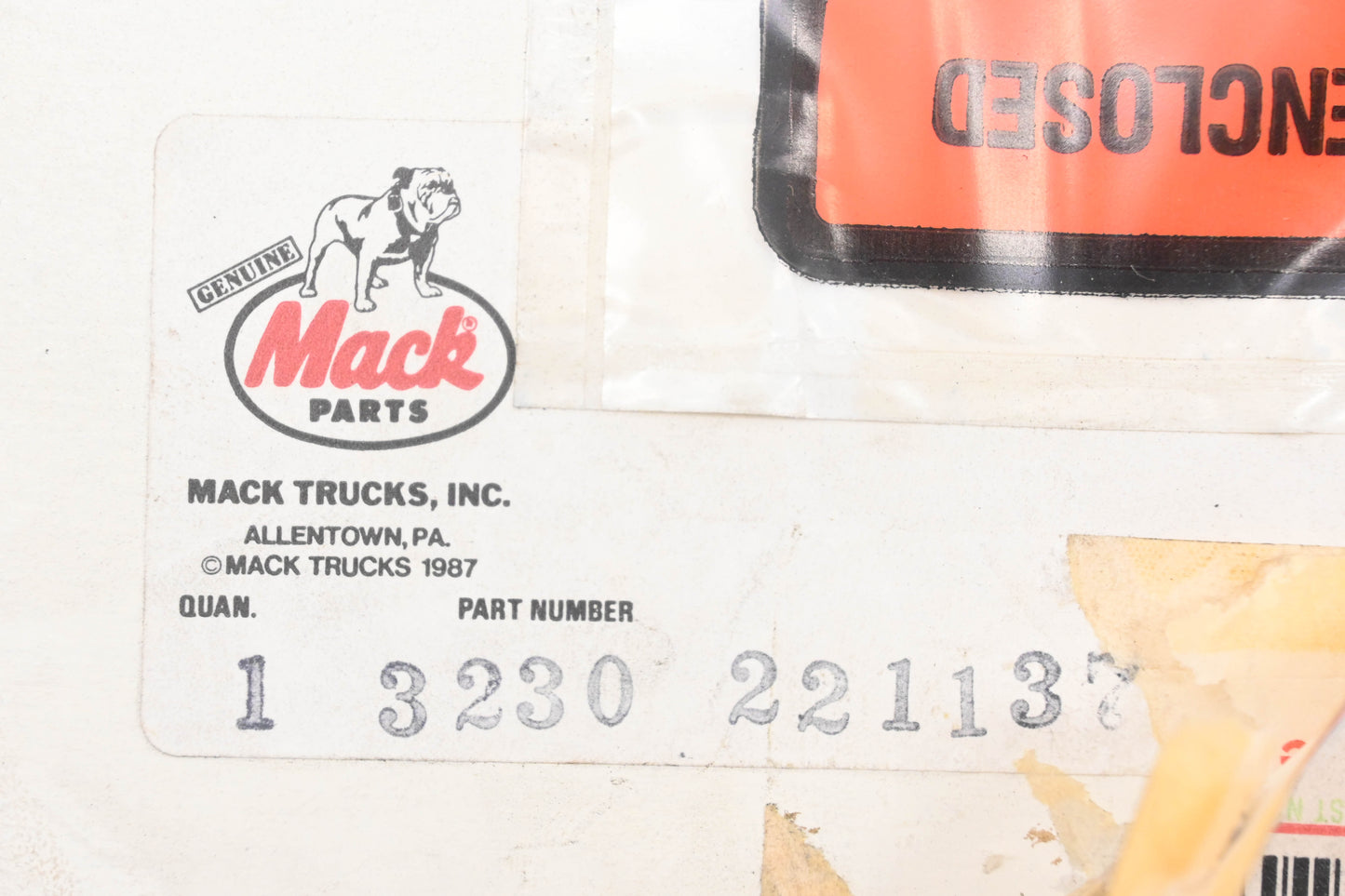 Mack 3230-221137, 3230221137 Panel Trim Decal NOS