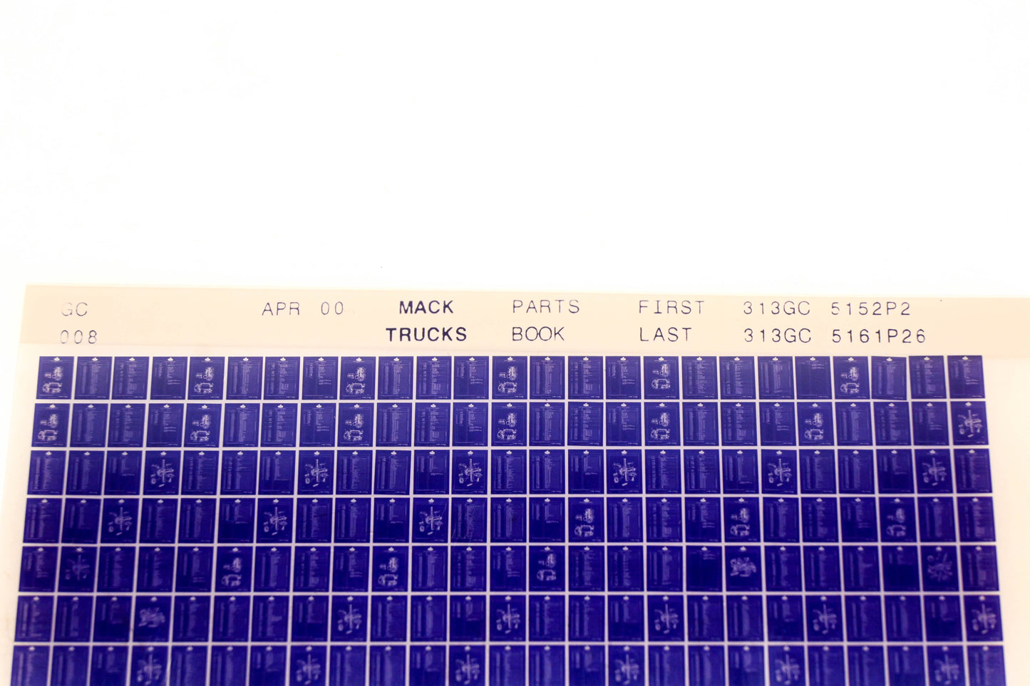 Mack GC008 313GC5152P2 - 313GC5161P26 Parts Microfiche NOS