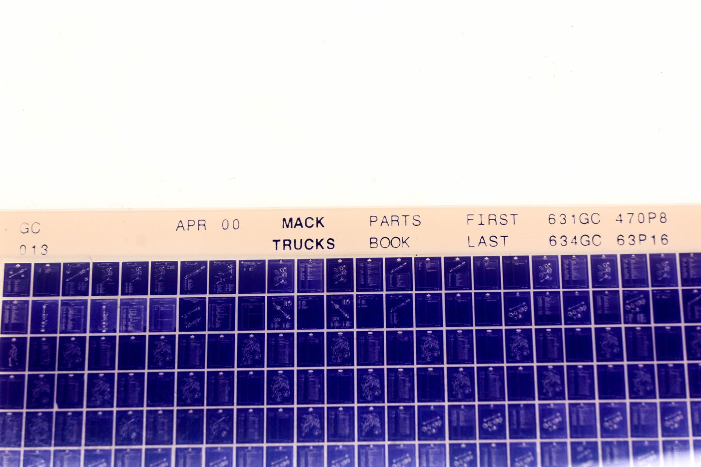 Mack GC013 631GC470P8 - 634GC63P16 Parts Microfiche NOS