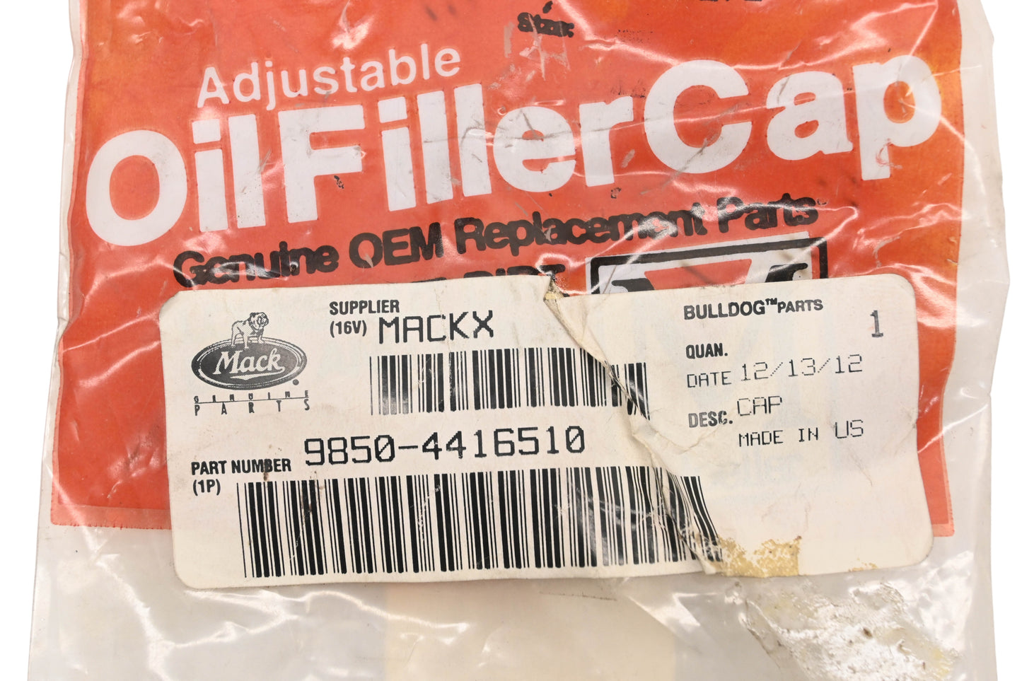 Mack 9850-4416510, 98504416510 Moeller Adjustable Oil Filler Cap NOS