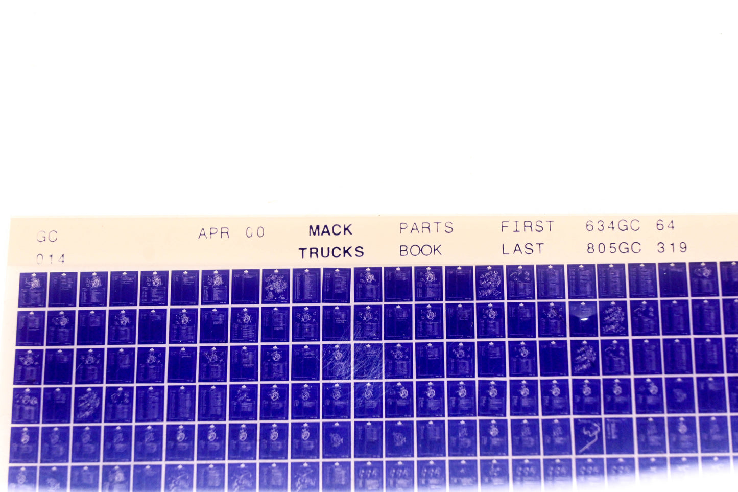 Mack GC014 634GC64 - 805GC319 parts Microfiche NOS