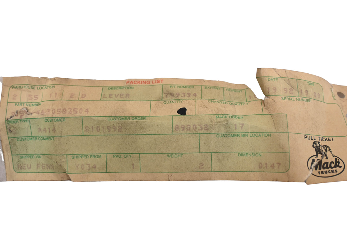 Mack 9054-4630583504, 4630583504 Lever NOS